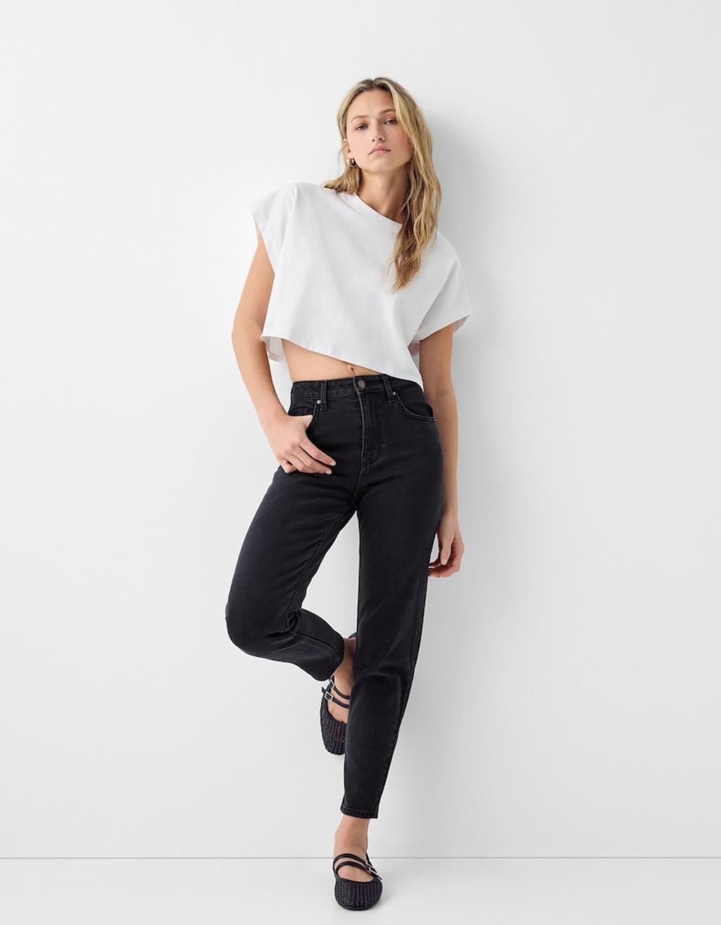 Bershka comfort fit mom jean in black  Product Image