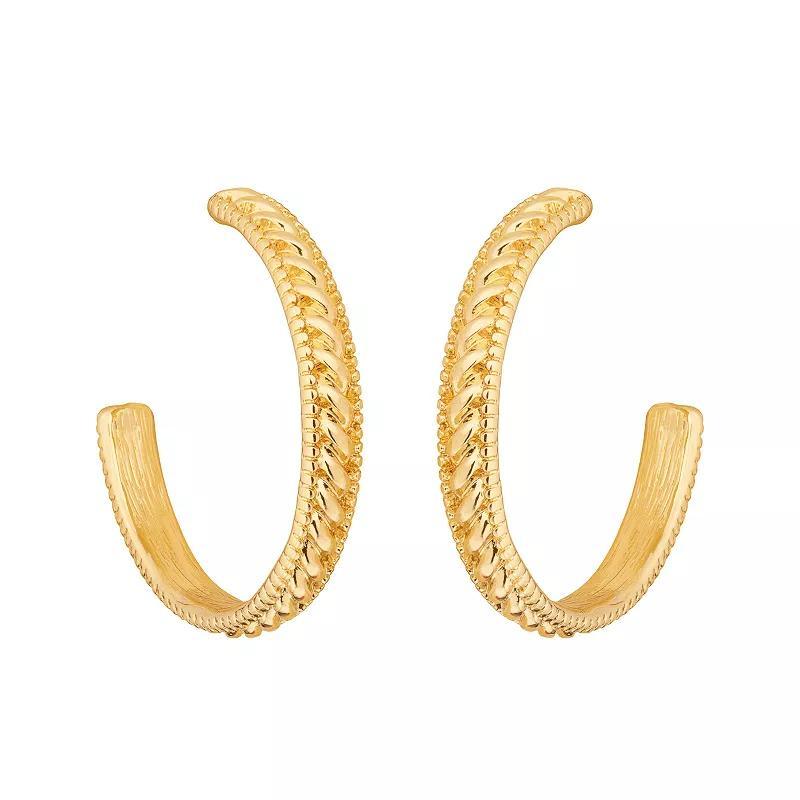 Emberly Gold Tone Braided Large Hoop Earrings, Womens, None Product Image