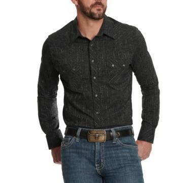 Rock & Roll Denim® Men's L/S Black/Grey Paisley Print Snap Shirt Product Image