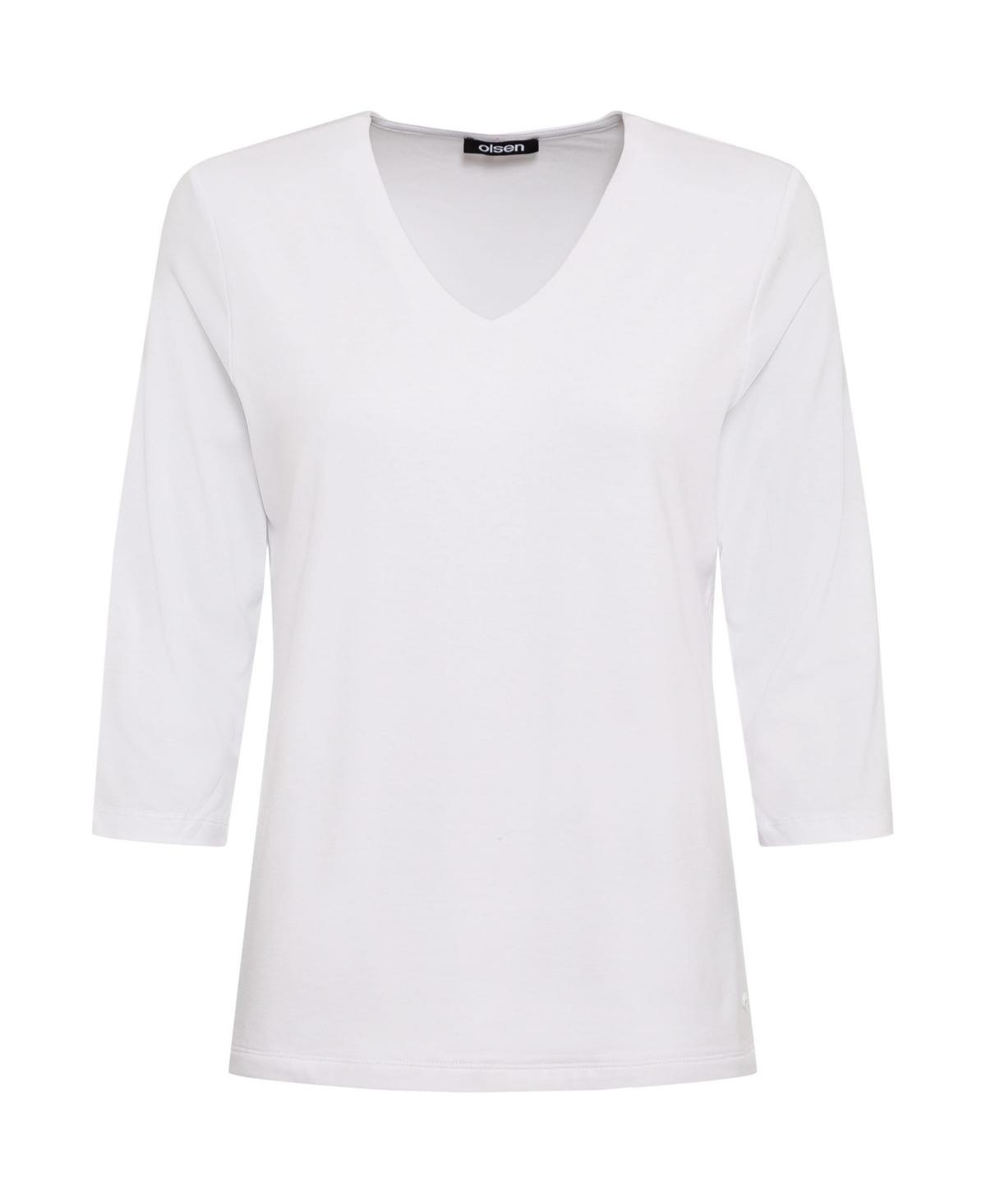 Olsen Womens 3/4 Sleeve V-Neck T-Shirt Product Image