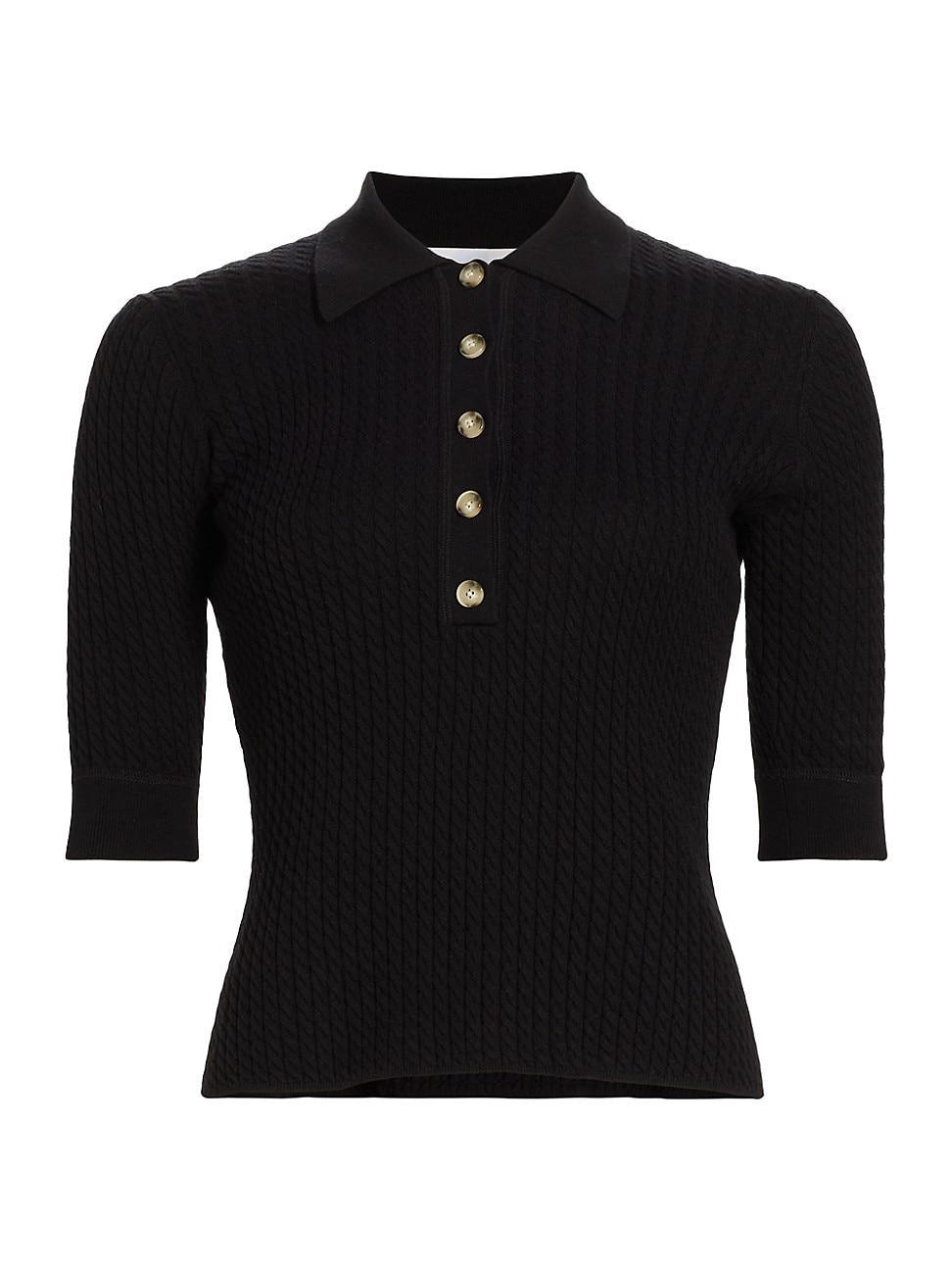 Womens Cooper Micro-Cable-Knit Polo Shirt Product Image