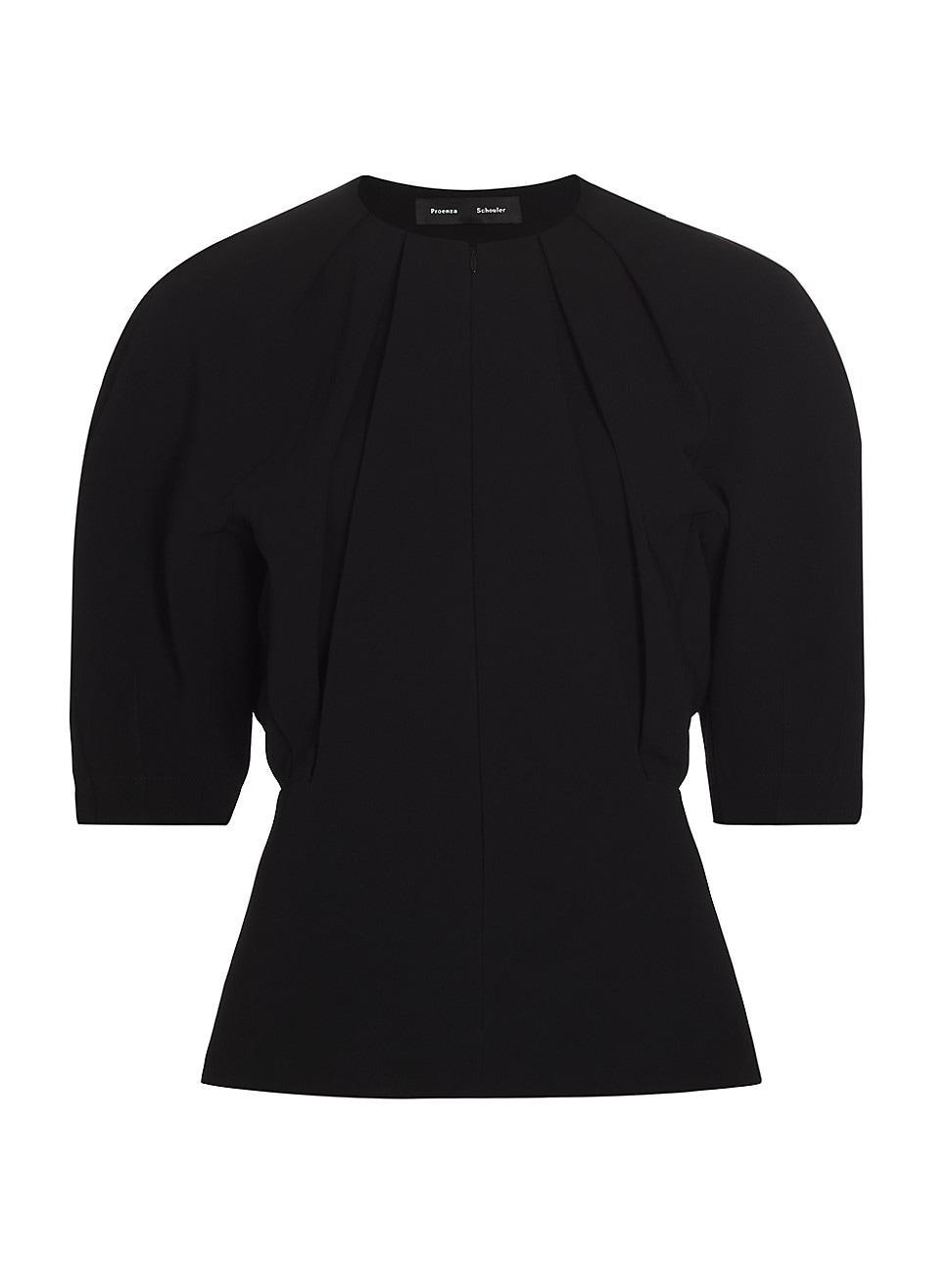 Womens Crepe Front-Zip Blouse Product Image