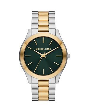 Michael Kors Mens Slim Runway Three-Hand Two-Tone Stainless Steel Watch 44mm Product Image