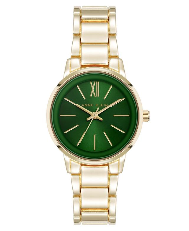 Anne Klein Womens Quartz Minimalist Green and Gold-Tone Alloy Metal Watch, 32mm - Green/Gold-Tone Product Image