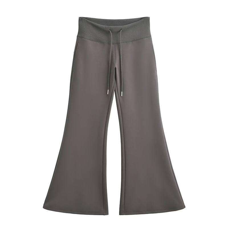 Drawstring Waist Plain Flared Pants Product Image