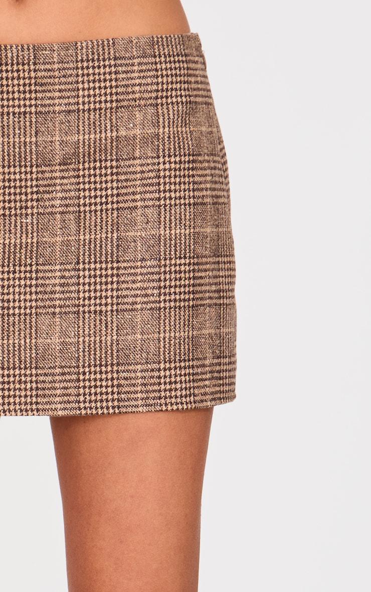  Brown Check Print Low Waist Micro Mini Skirt Product Image