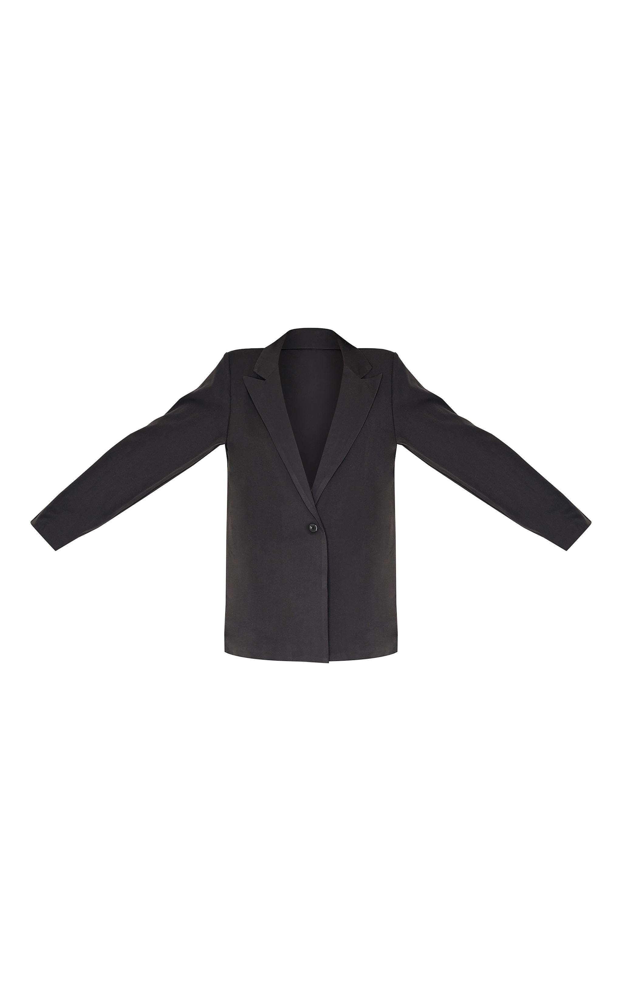 Charcoal Premium Woven Tailored Oversized Button Detail Blazer Product Image