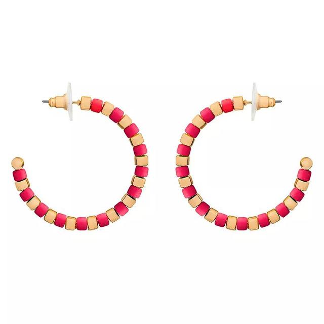 LC Lauren Conrad Multicolor Beaded Nickel Free Hoop Earrings, Womens, Purple Product Image