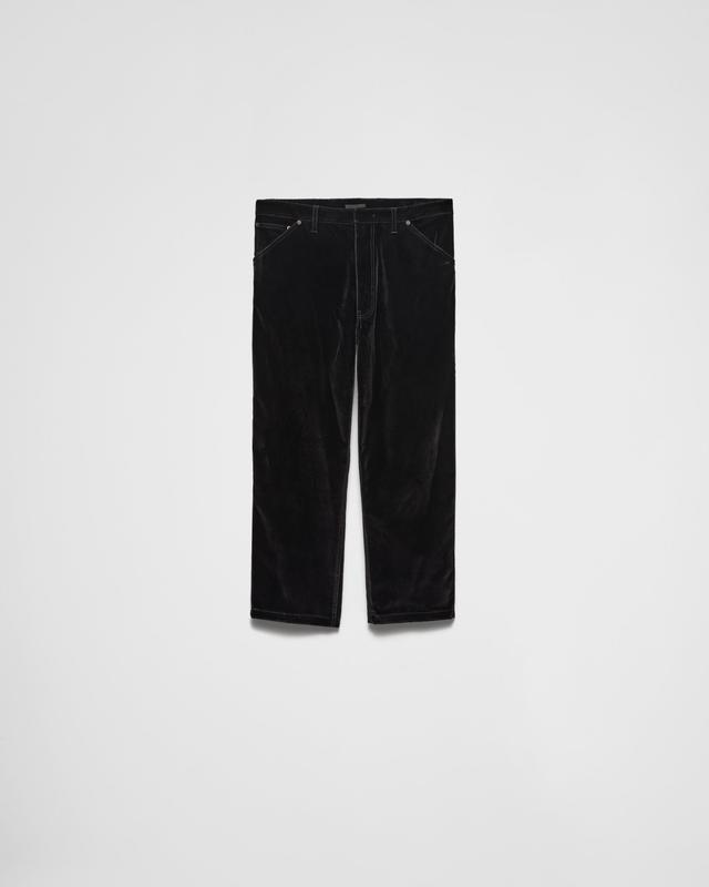 Velvet denim trousers Product Image