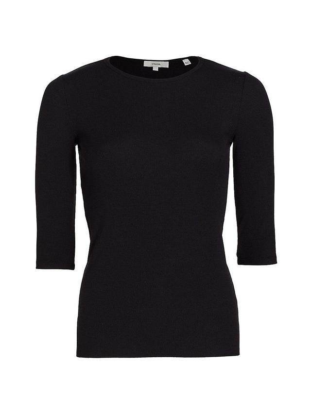 Womens Elbow Sleeve Crewneck Top Product Image