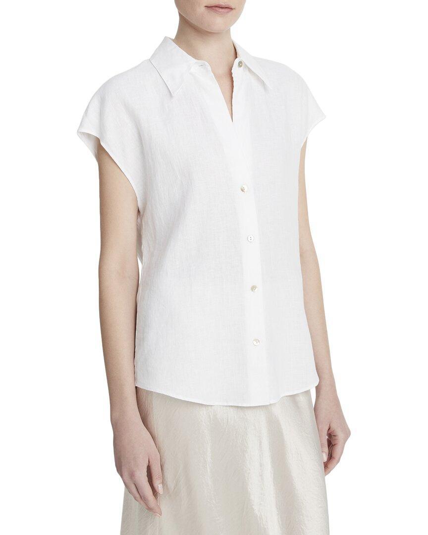 VINCE Button Down Blouse In White Product Image