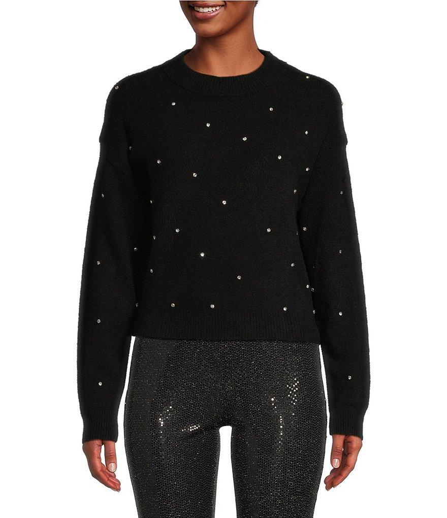 C&V Chelsea & Violet Rhinestone Encrusted Cropped Sweater Product Image