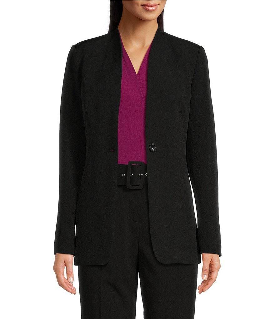 Calvin Klein Stretch V Neckline Long Sleeve Button Front Jacket Product Image