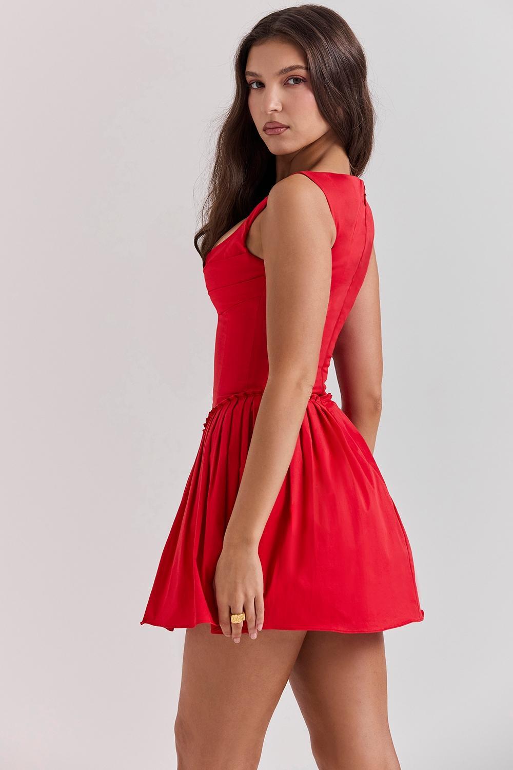 Cupid Scarlet Pleated Mini Dress Product Image