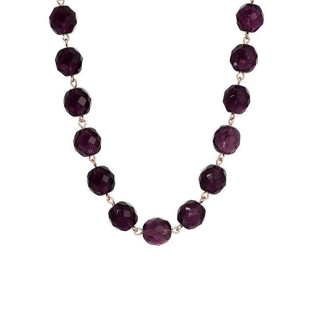 1928 Faceted Glass Bead Strand Necklace, Womens, Purple Product Image