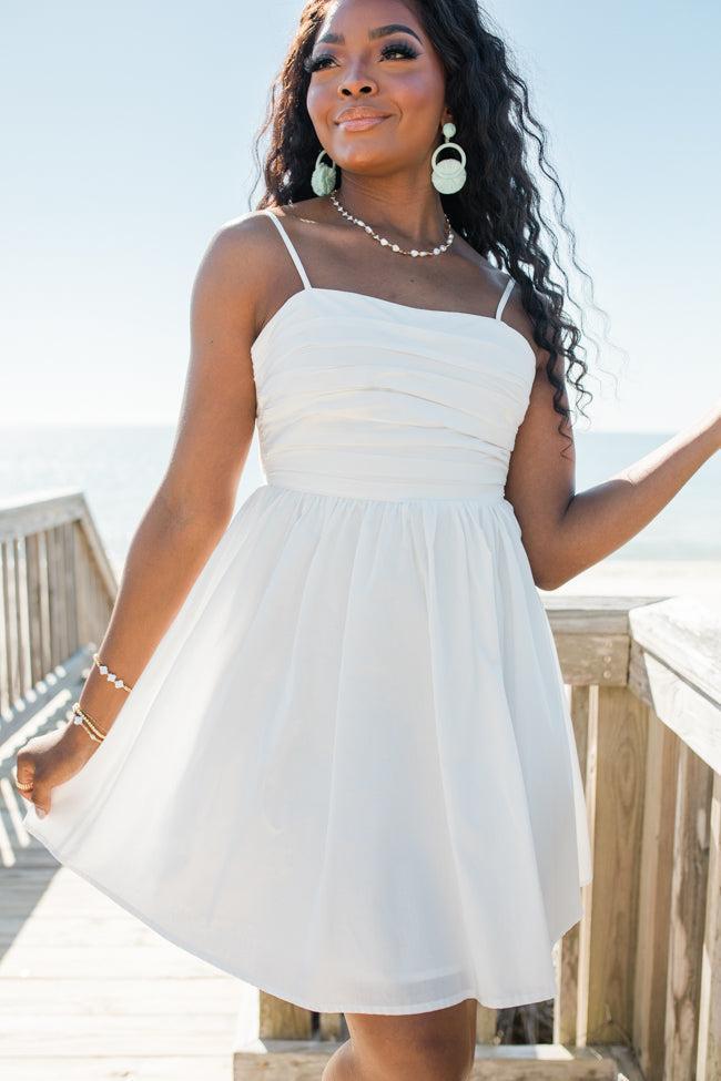 Gentle On My Mind White Rouched Top Dress Product Image