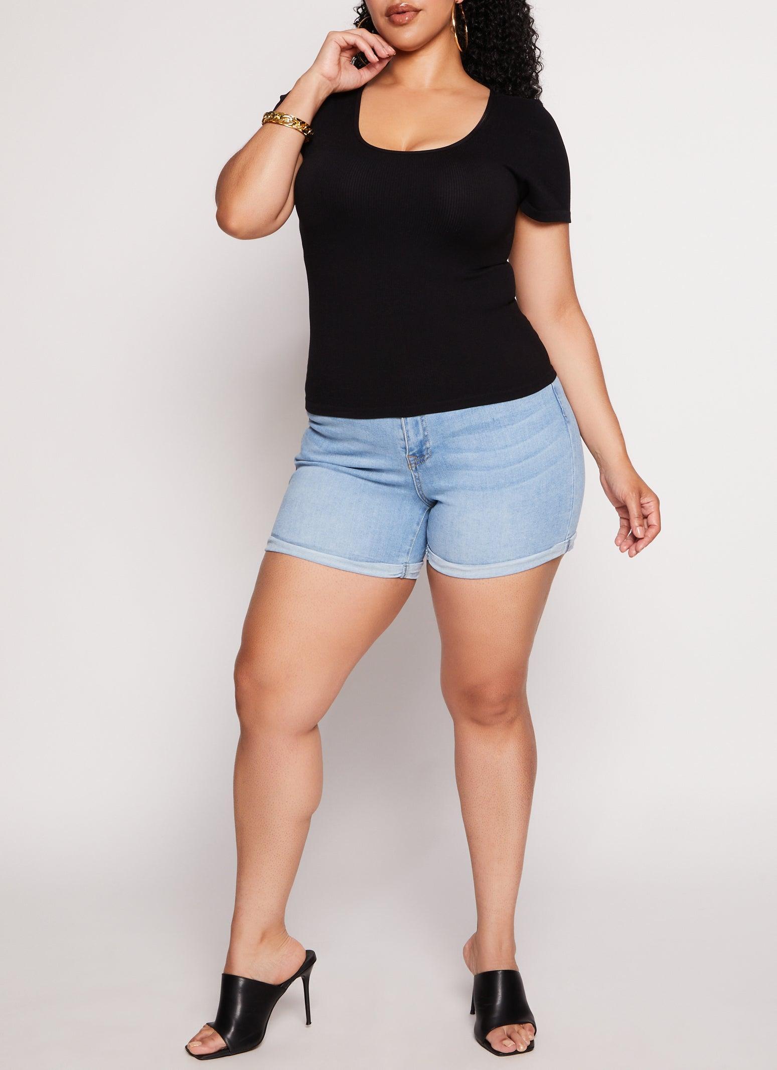 Womens Plus Size WAX High Waist Cuffed Shorts Product Image