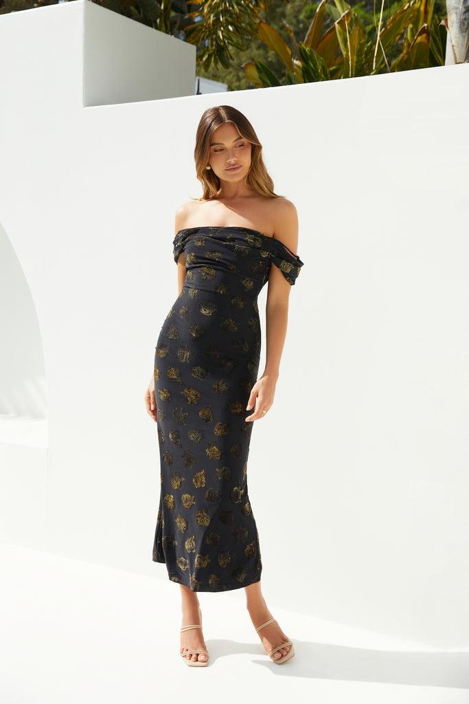 Golden Twilight Midi Dress Black Product Image