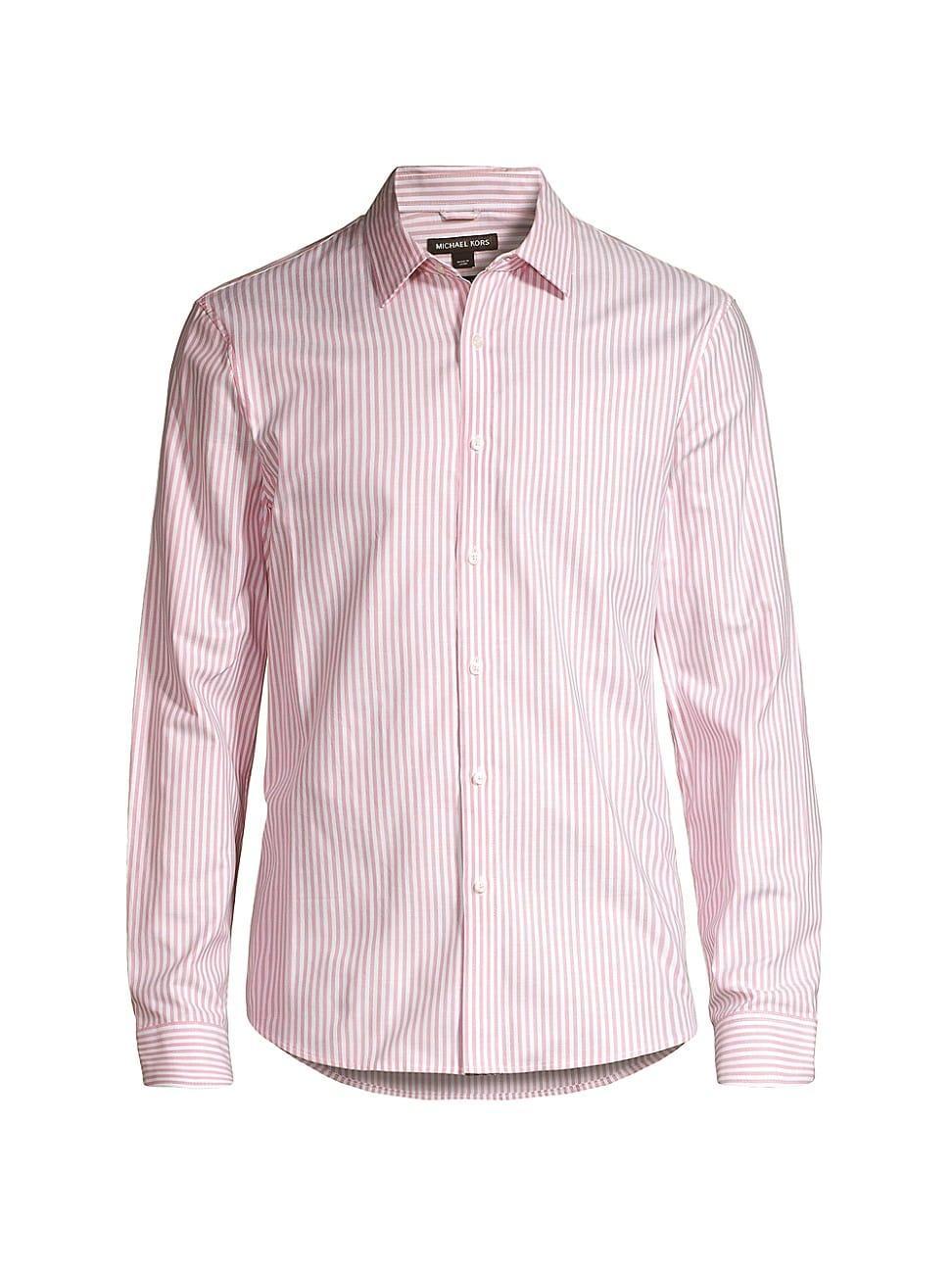 Mens Pinstriped Button-Front Oxford Shirt Product Image