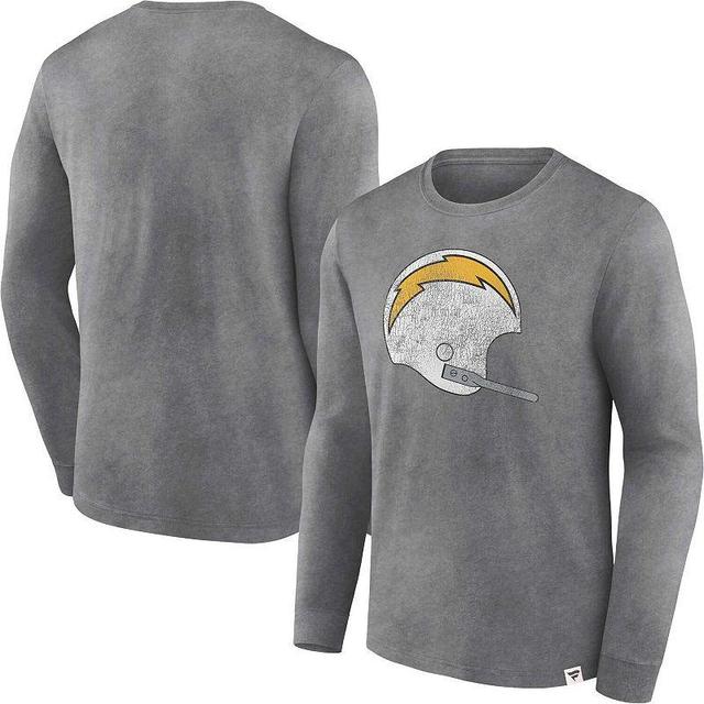 Mens Fanatics Branded Heather Charcoal Los Angeles Chargers Washed Primary Long Sleeve T-Shirt Product Image