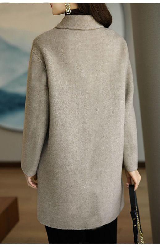 Double Breasted Collared Plain Long Coat product image