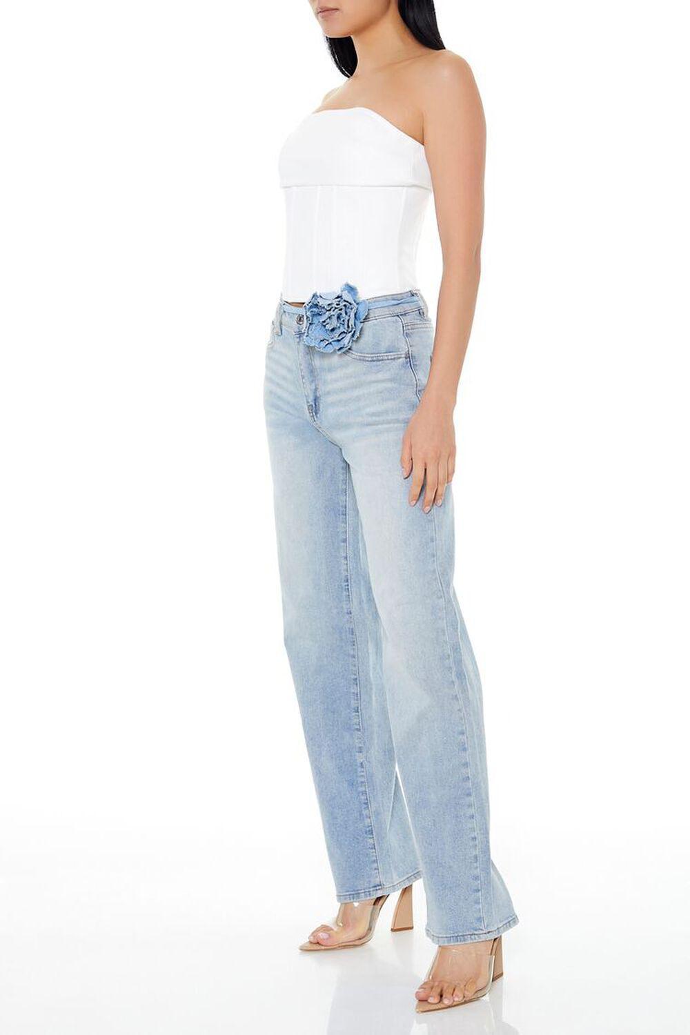 Rosette Belted Wide-Leg Jeans | Forever 21 Product Image