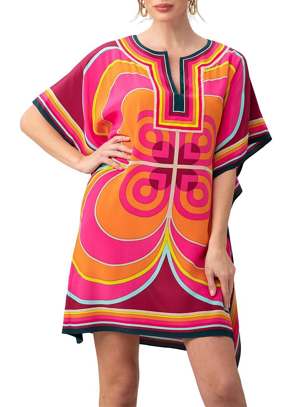 Womens Theodora Geometric Silk Minidress Product Image