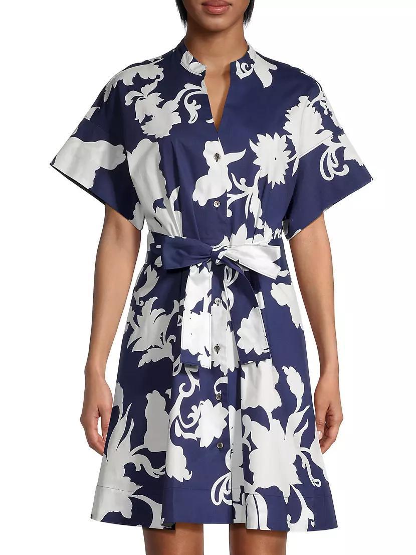 Casablanca Belted Floral Cotton Poplin Shirtdress Product Image