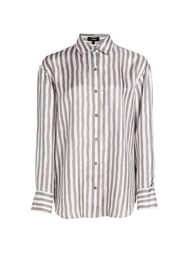 Womens Painter Striped Silk Shirt Product Image