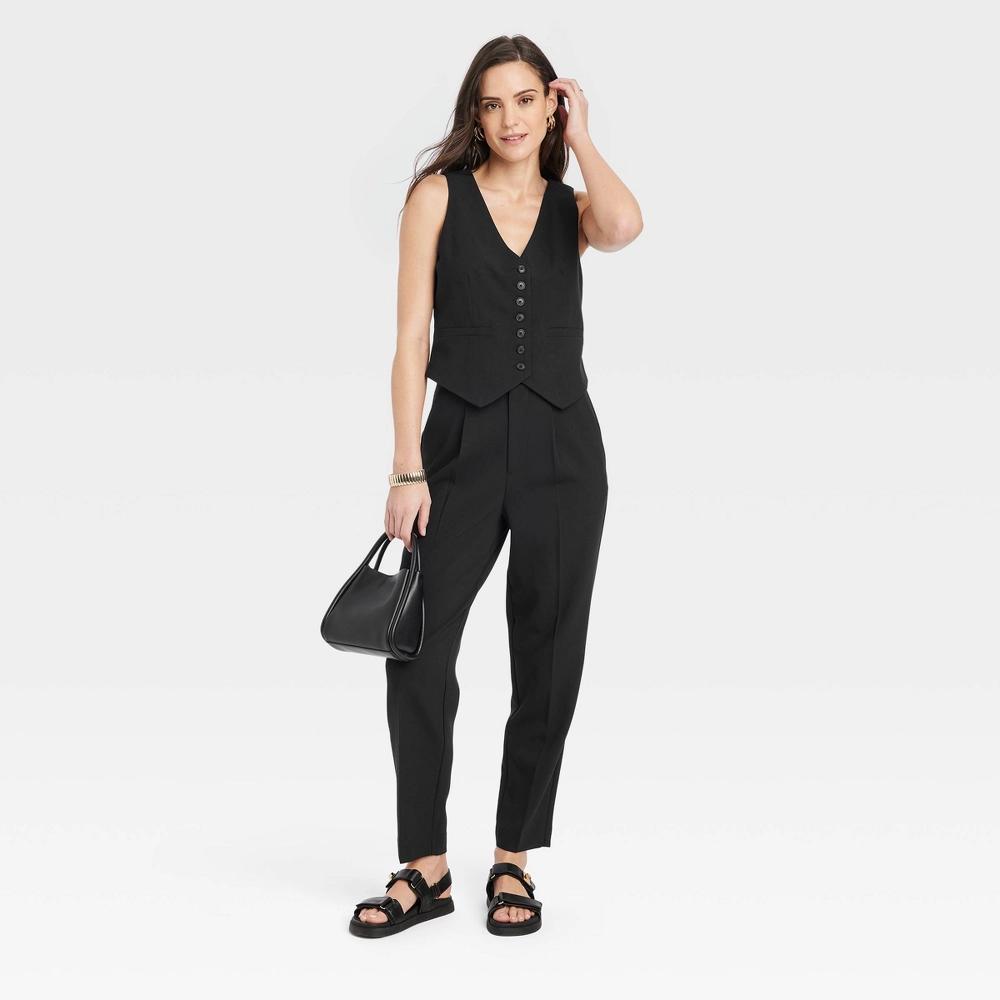 Womens Tailored Suit Vest - A New Day Black L Product Image