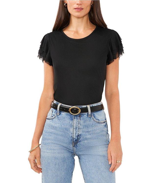 Vince Camuto Crew Neck Short Sleeve Blouse Product Image