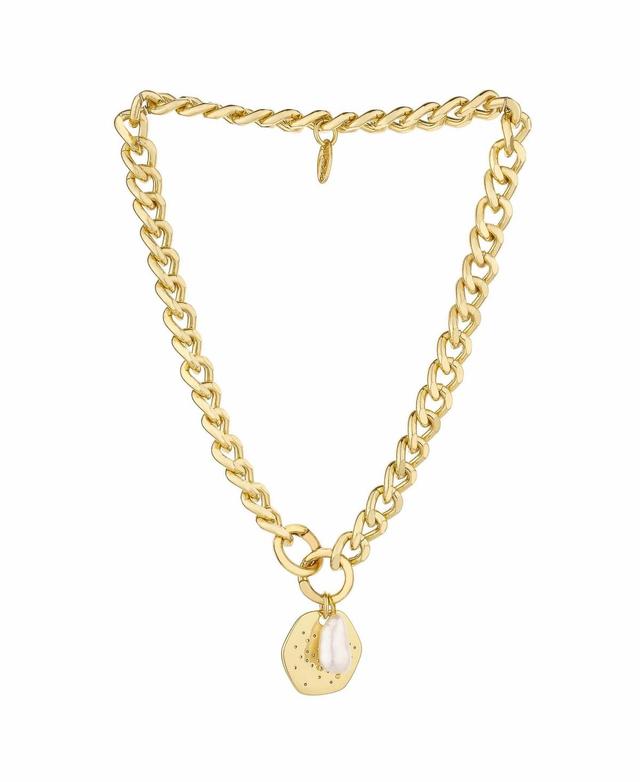 Womens Lola Pearl 18K Gold-Plate & Crystal Medallion Chain Link Necklace Product Image