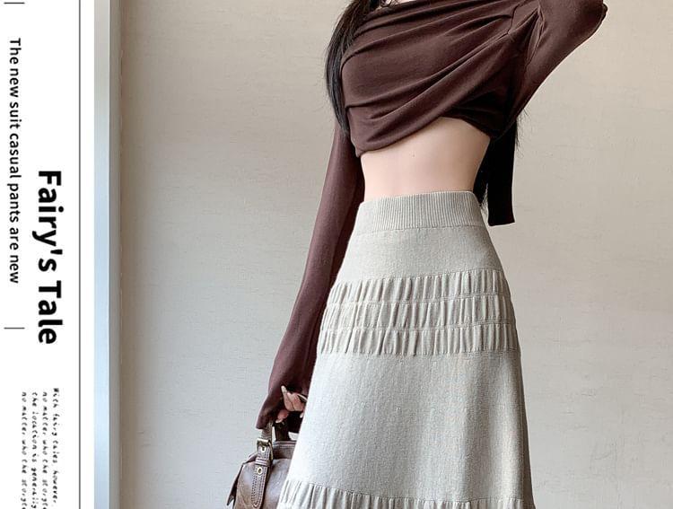 High Rise Knit Maxi A-Line Skirt Product Image