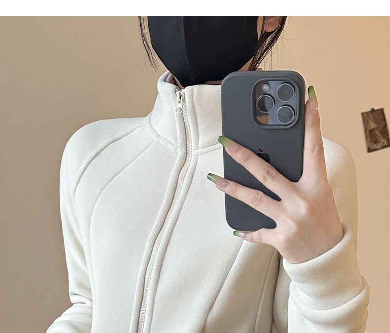 Plain Zip-Up Hoodie Product Image