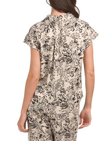 Linen Blend Printed Top for Women | Rayon/Cotton Product Image