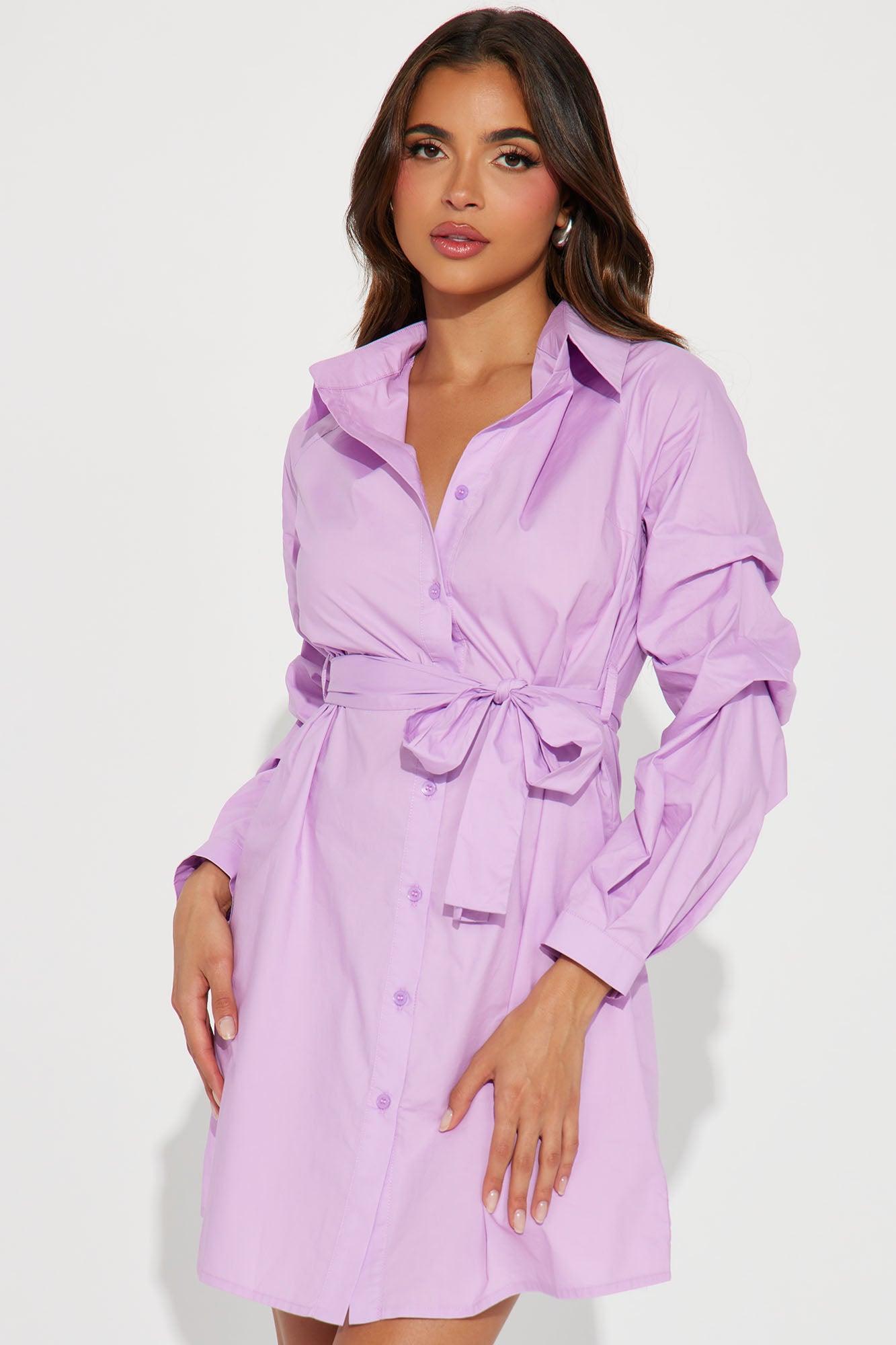 Isabel Shirt Mini Dress - Lilac Product Image