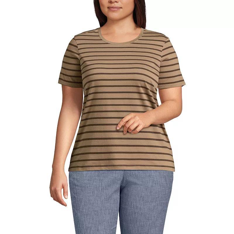 Plus Size Lands End Relaxed Supima Cotton Crewneck Tee, Womens Mint Ivory Product Image