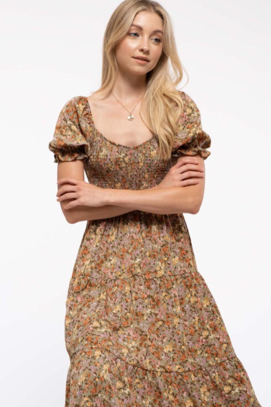 Floral Smocked Midi Dress Product Image