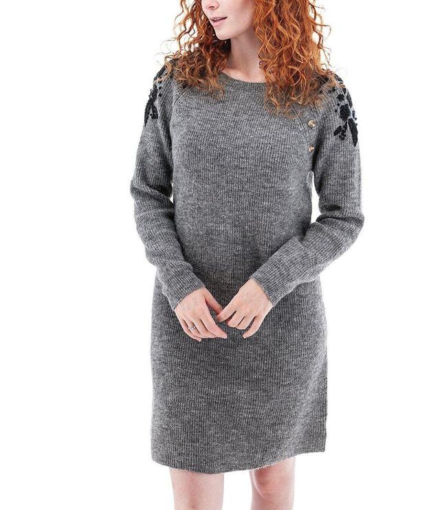 Aventura Amberley Floral Embroidered Ribbed Long Sleeve Sweater Dress Product Image