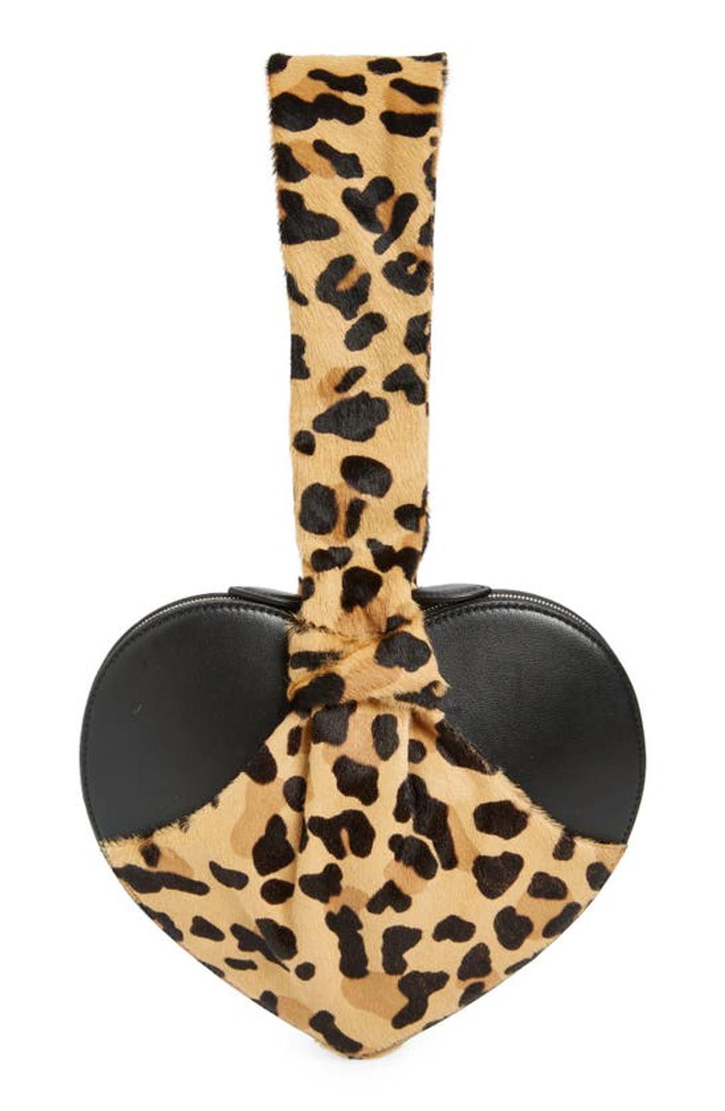 Le Cache Coeur Leopard Bracelet Bag In Sepia Noir Product Image