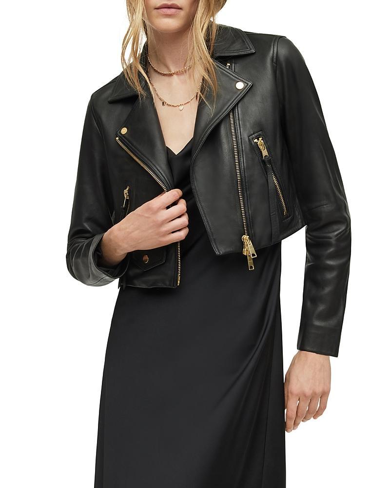 ALLSAINTS Elora Biker Jacket in Black. Size 0, 10, 12, 4, 6. Product Image