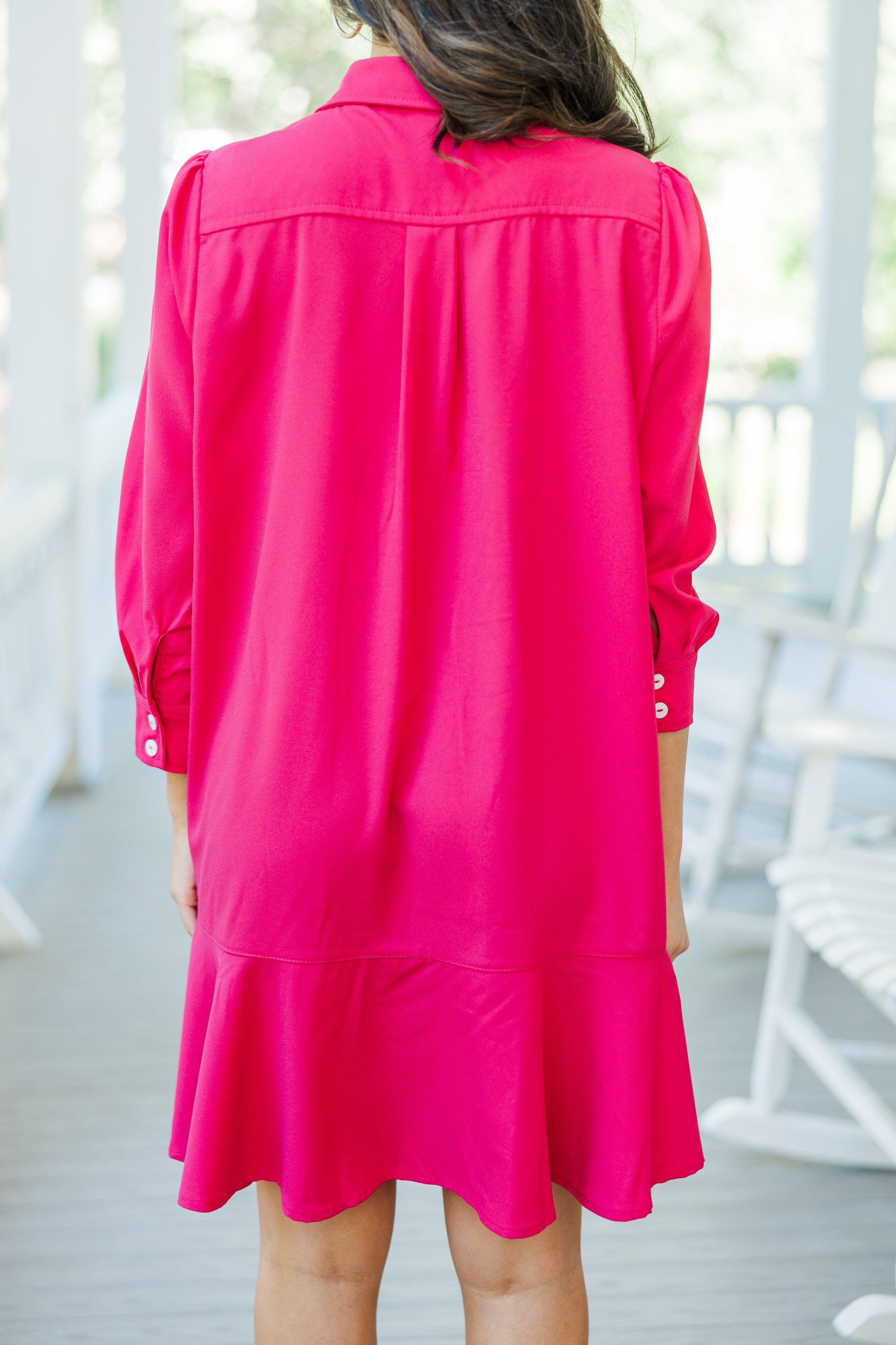 Share Your Story Fuchsia Pink Shirt Dress Female Product Image