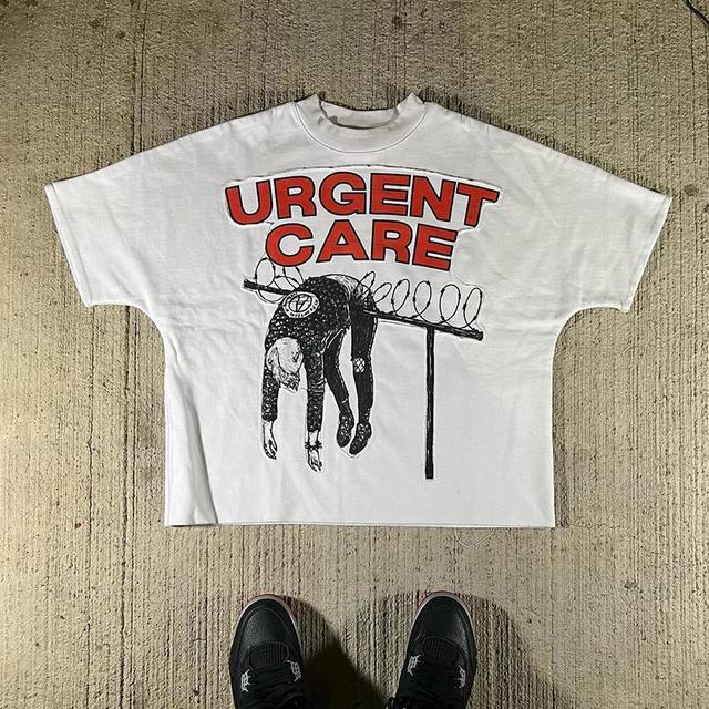 Vintage Urgent Care Abstract Human Graphics Printed Cotton T-Shirt Product Image