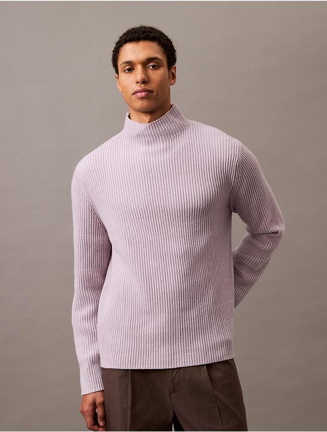 Calvin Klein Mens Wool Blend Mock Neck Sweater - Grey - XL Product Image