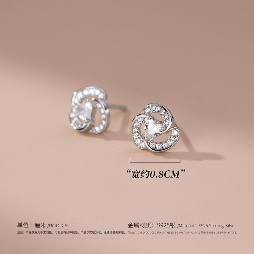 S925 Sterling Silver Floral Rhinestone Stud Earring Product Image