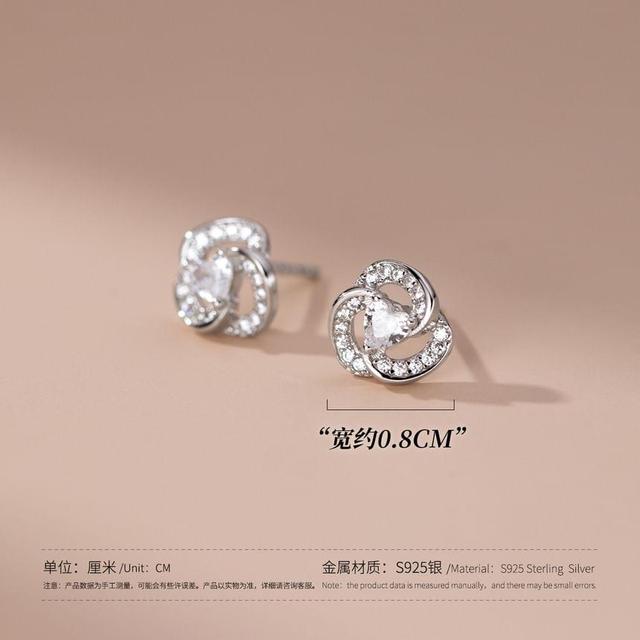 S925 Sterling Silver Floral Rhinestone Stud Earring Product Image