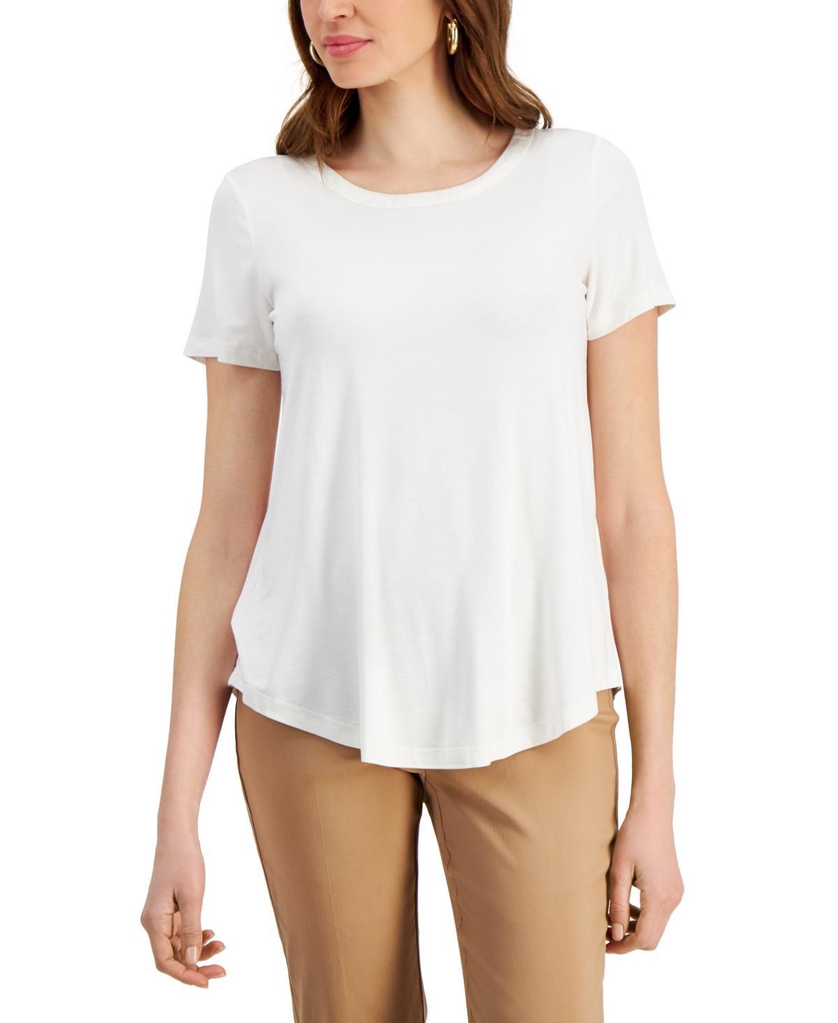 Jm Collection Womens Satin-Trim Knit Short-Sleeve Top, Created for Macys Product Image