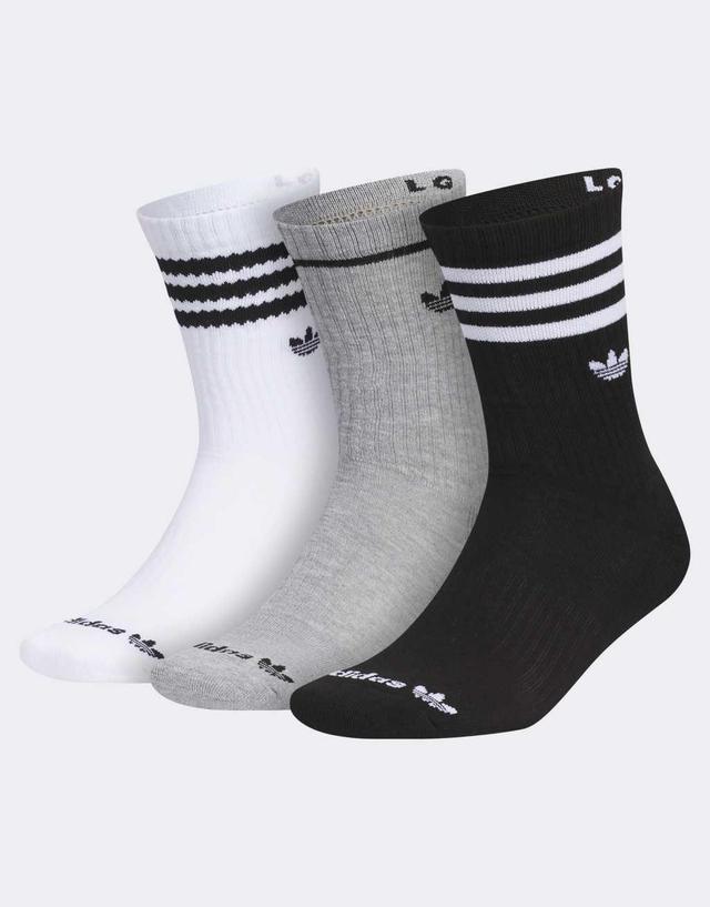 adidas Originals Roller 3 pack crew socks in gray multi Product Image