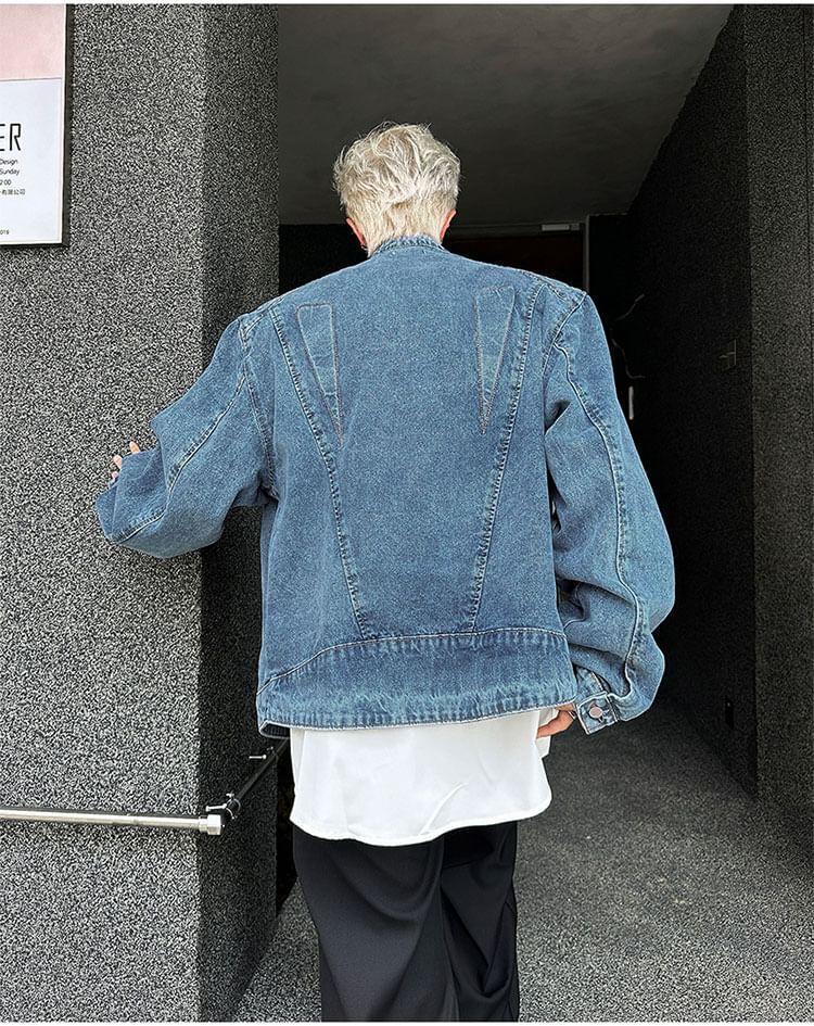 Washed Denim Zip Jacket Product Image