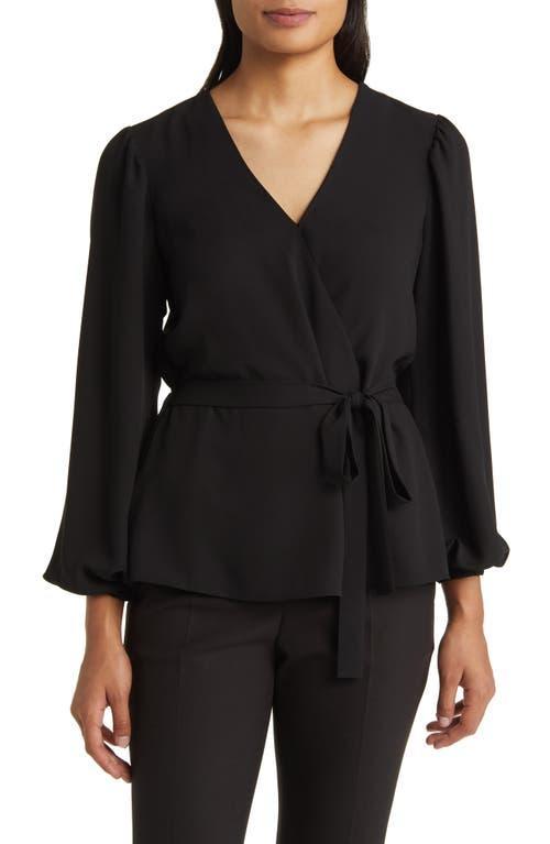 Anne Klein Long Sleeve Faux Wrap Top Product Image